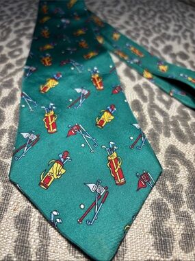 Andrew Scott necktie golf bag print handmade casual tie 100% silk unique tie
